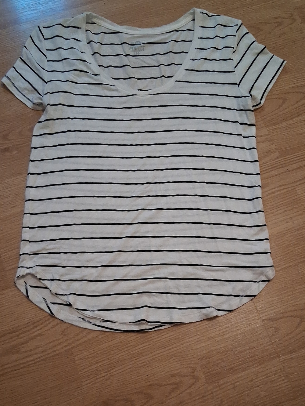 Classic Striped Scoop Neck Tee - White/Black
